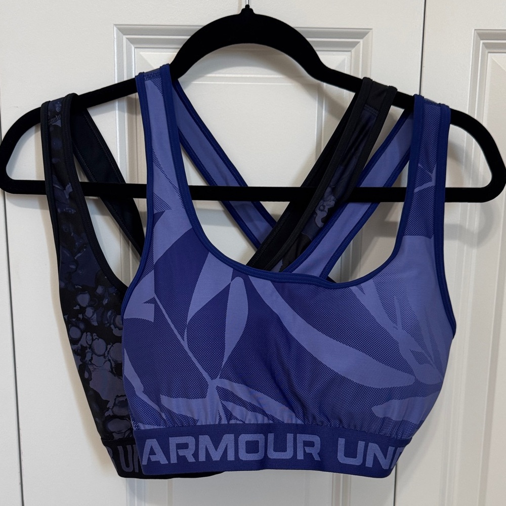Under Armour Purple-Blue Printed Women's Sports Bra Duo - Crossback Support